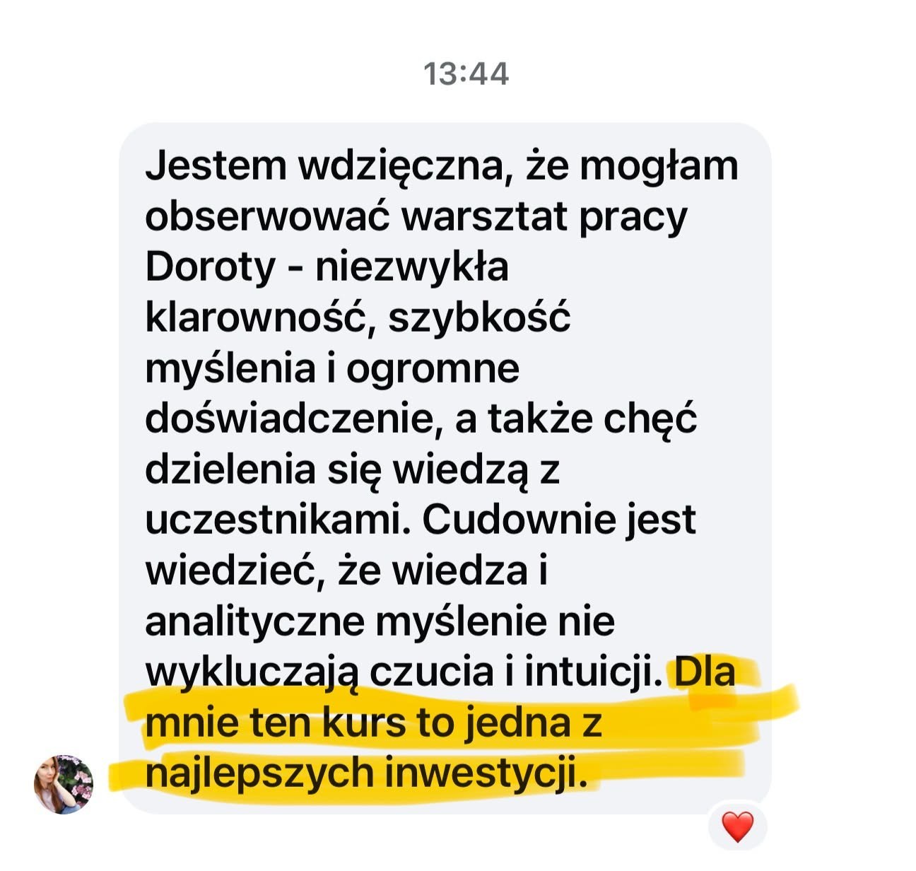 Opinia uczestniczki kursu